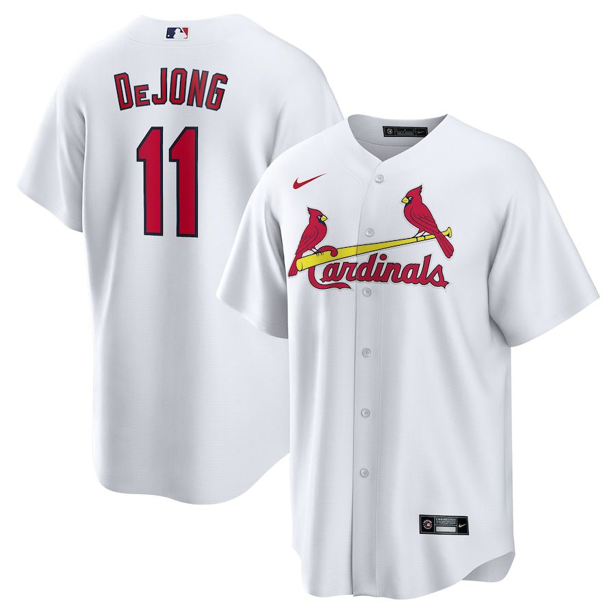Mens St. Louis Cardinals #11 Paul DeJong Nike White Home Official Replica Player MLB Jerseys